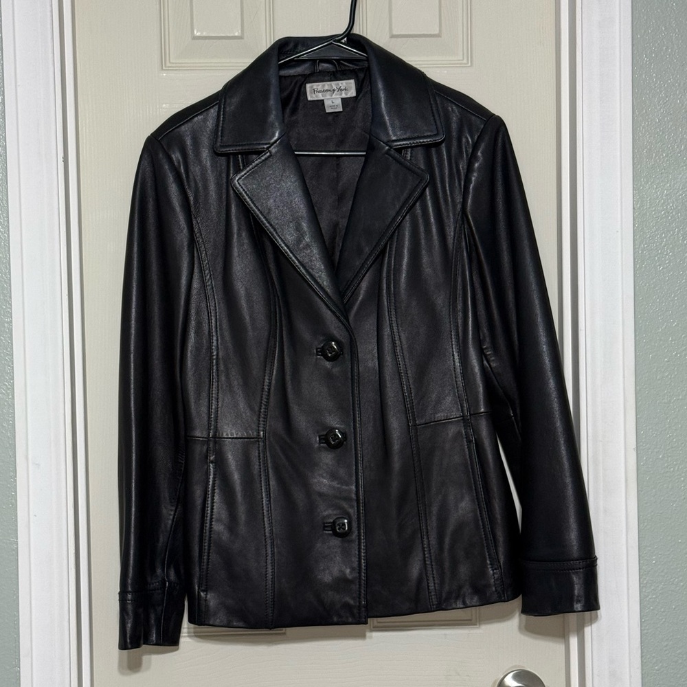 Preston & York Classic Black Genuine 100% Lamb Skin Jacket Women’s size Large - Picture 3 of 9